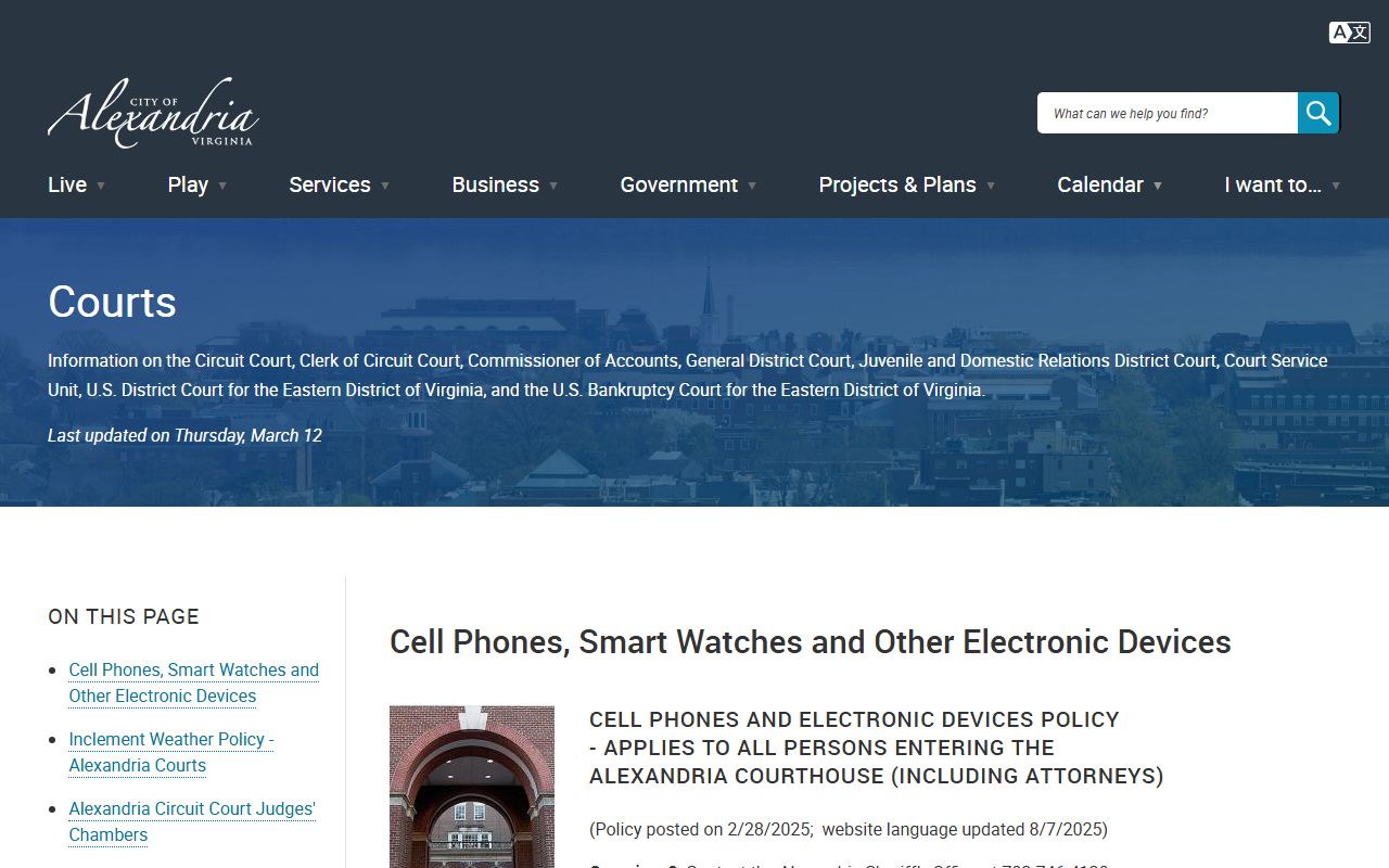 Alexandria Virginia court information and records access