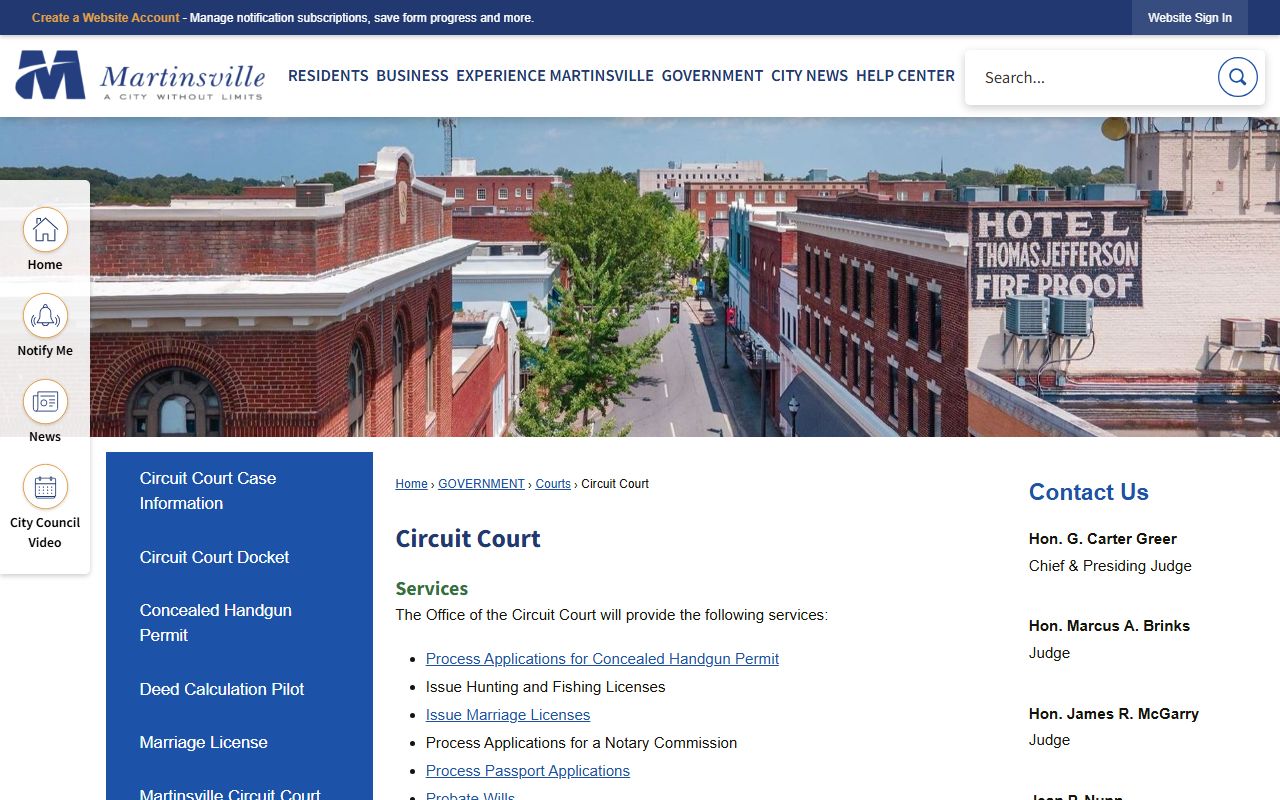 Martinsville circuit court records Virginia