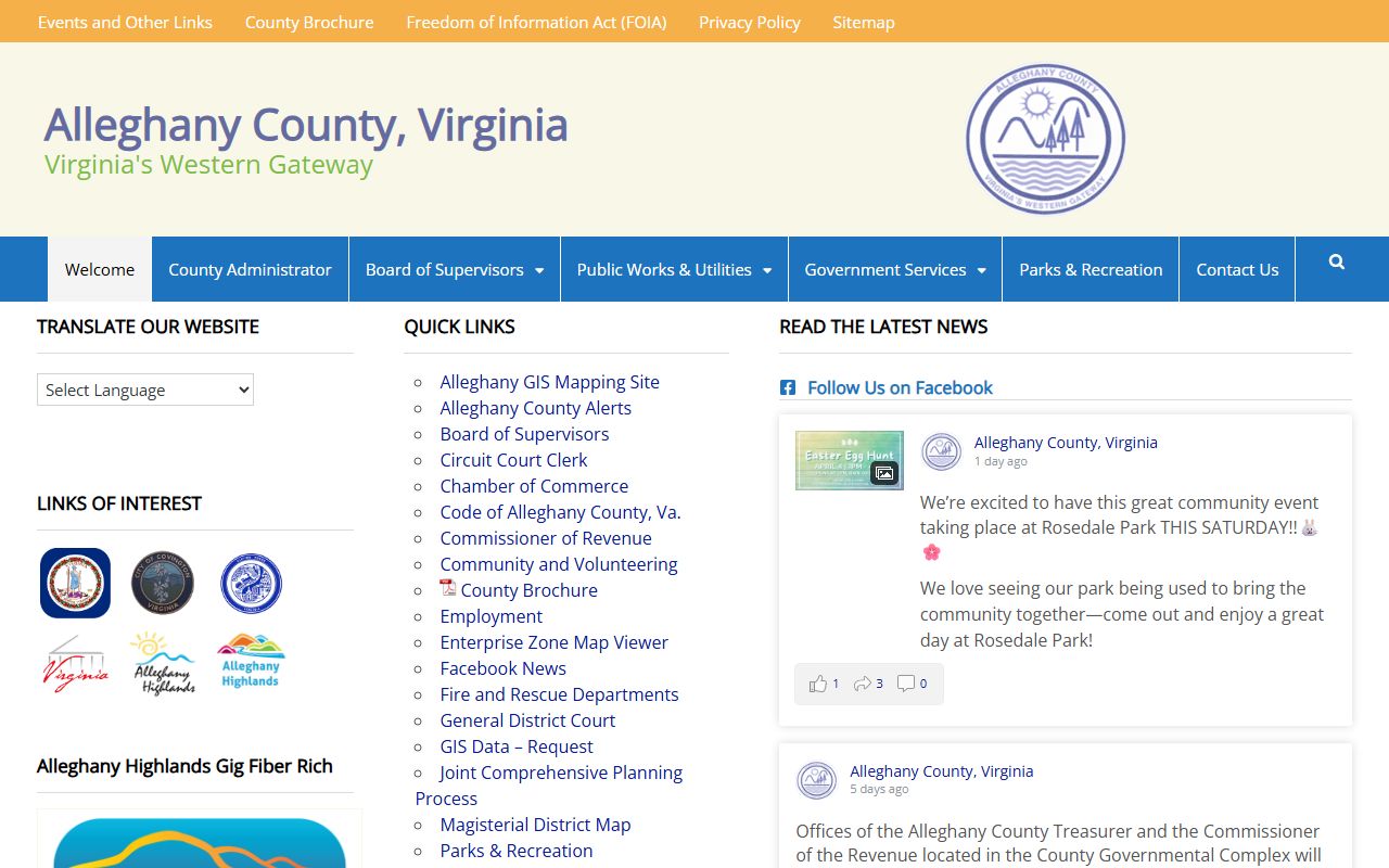 Alleghany County government courts information page