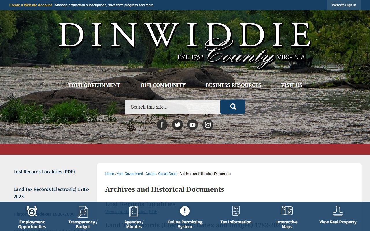 Dinwiddie County archives and historical court documents