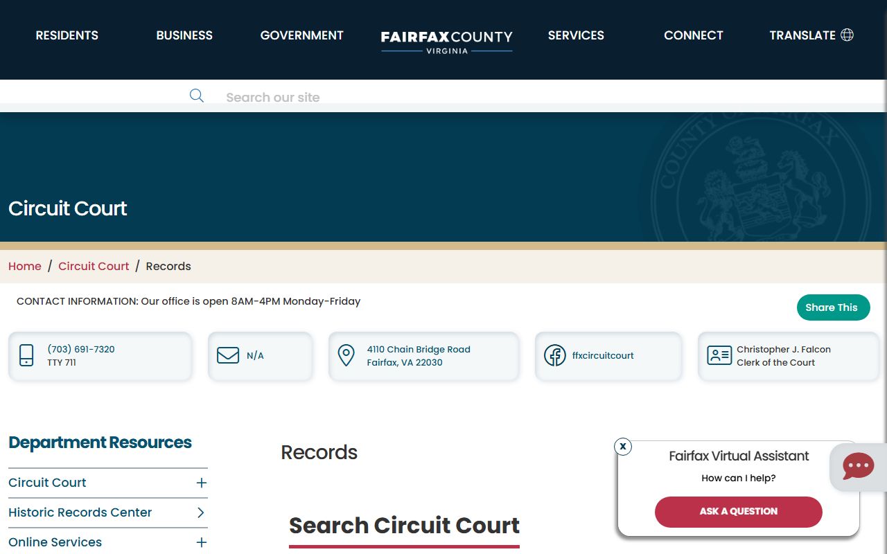Fairfax County court records civil case information