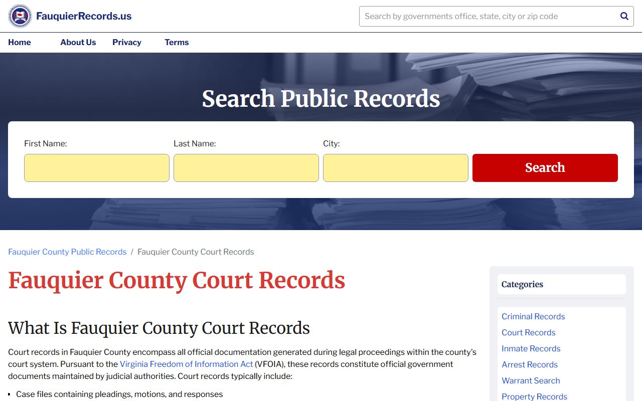 Fauquier County court records search