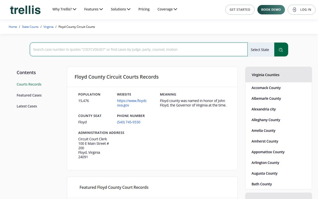 Floyd County court records information