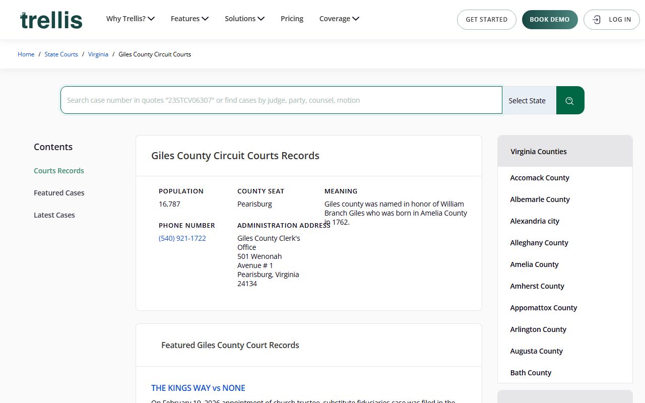 Giles County court case information on trellis.law