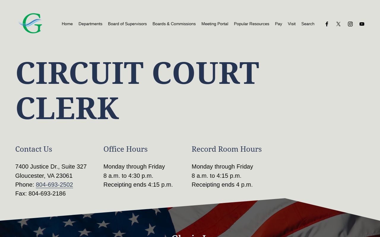 Gloucester County circuit court records page on gloucesterva.gov