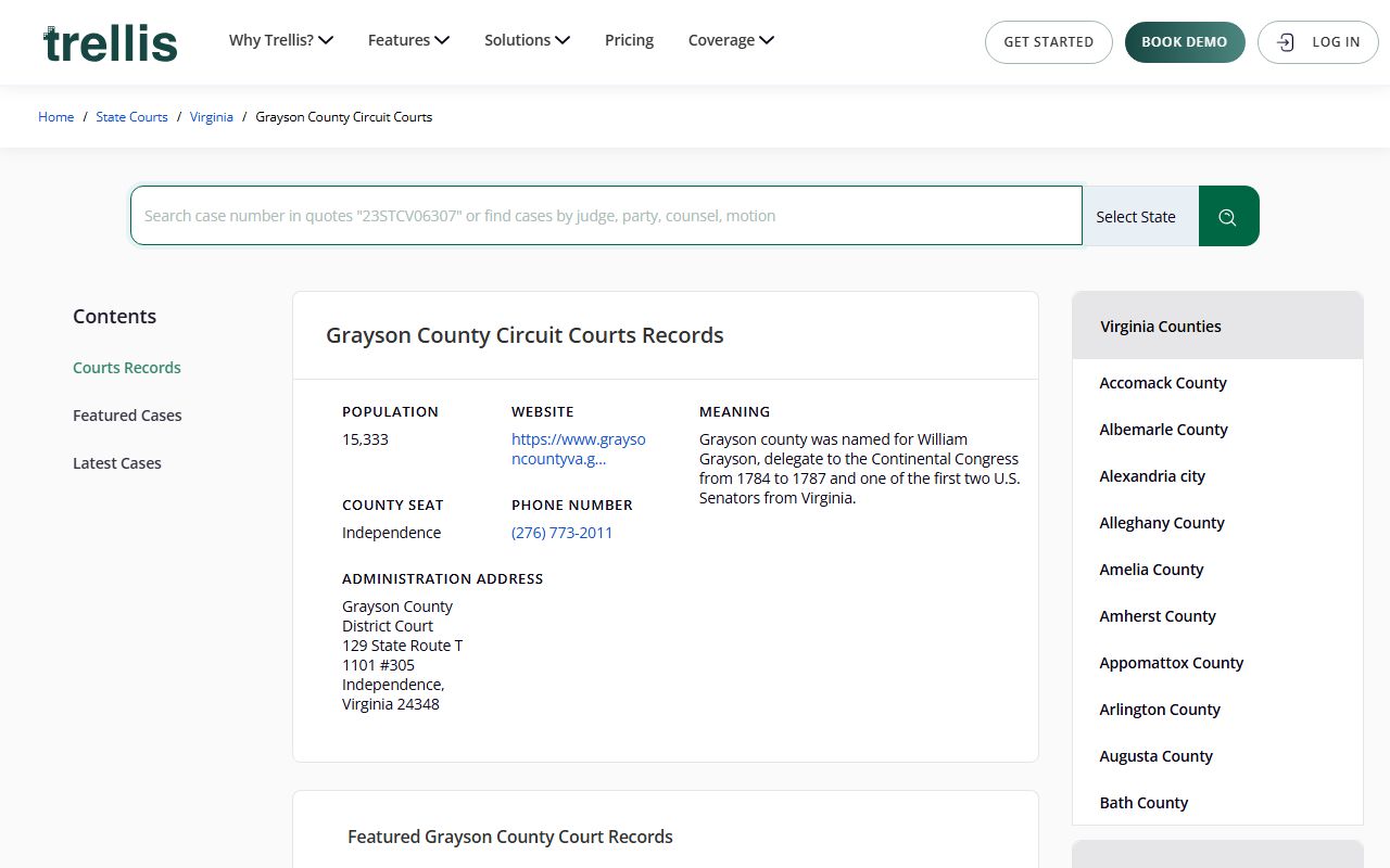 Grayson County court records on trellis.law