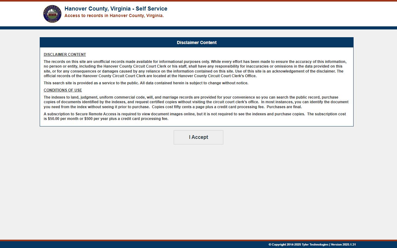 Hanover County Circuit Court online records portal