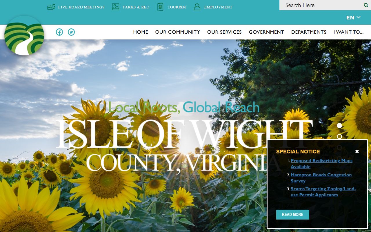 Isle of Wight County government website showing court records information