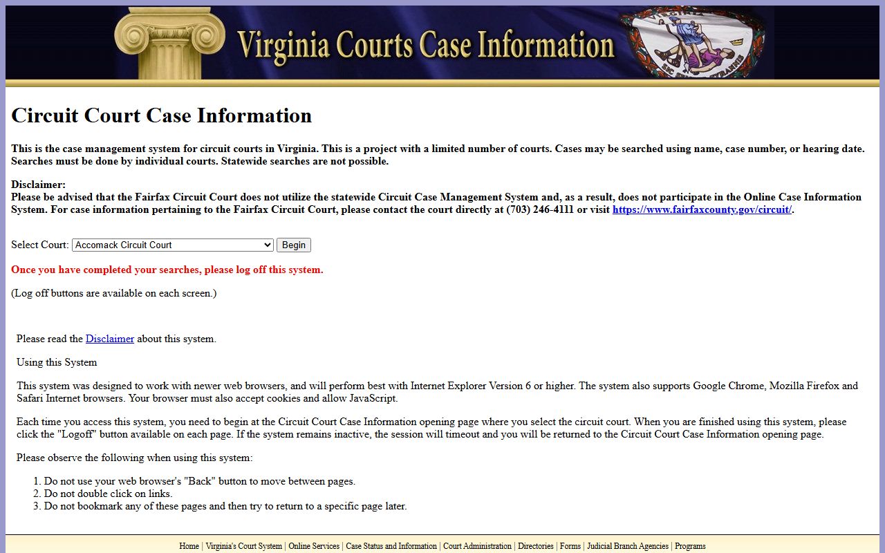 Richmond Virginia circuit court records search